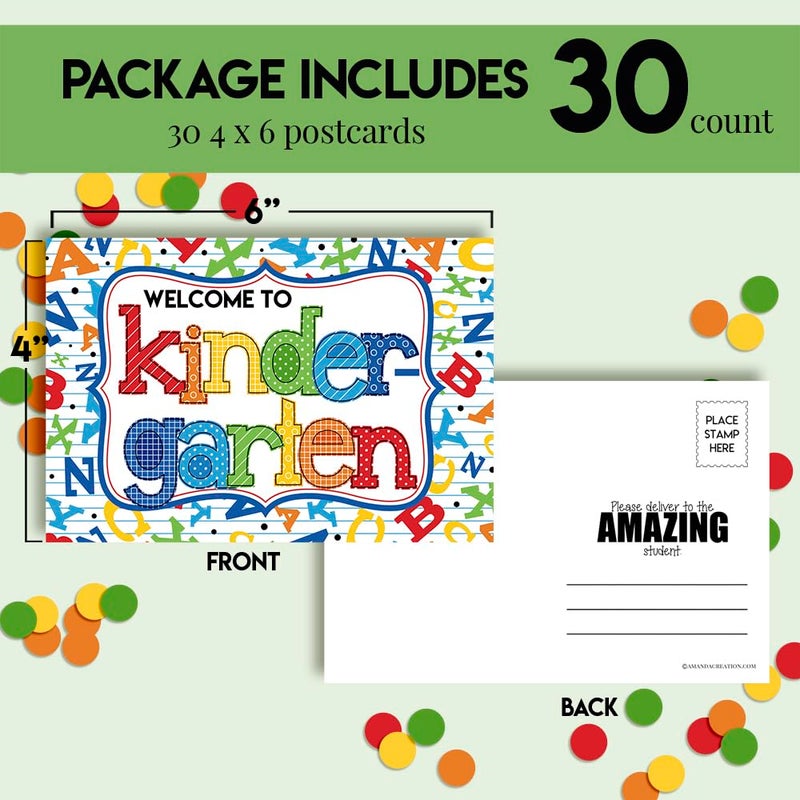 Amanda Creation Welcome To Kindergarten Alphabet Themed Blank Postcards For Teachers To Send To Students, 4"x6" Fill In Notecards by AmandaCreation (30) - Image 3